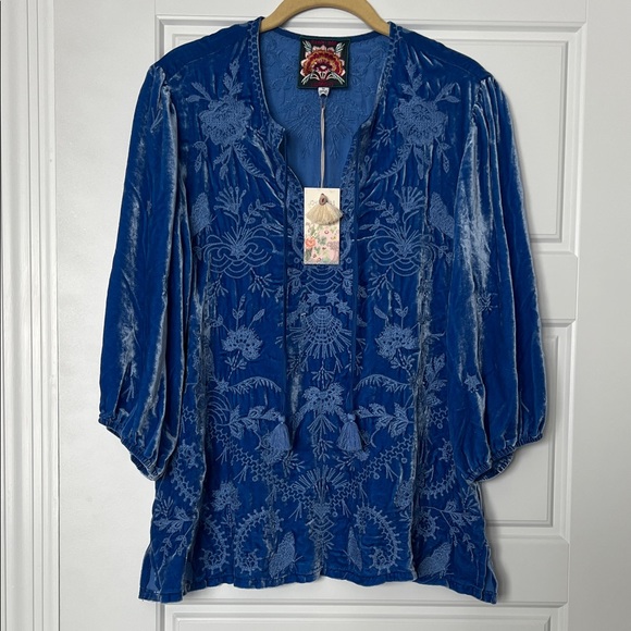 Johnny Was Tops - Johnny Was Royal Blue Embroidered Arzella Relaxed Tunic